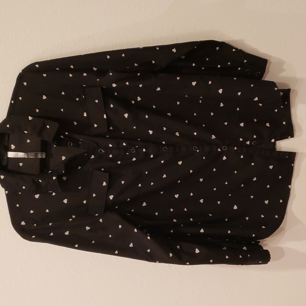 KENS,Blouse Black/White heart print